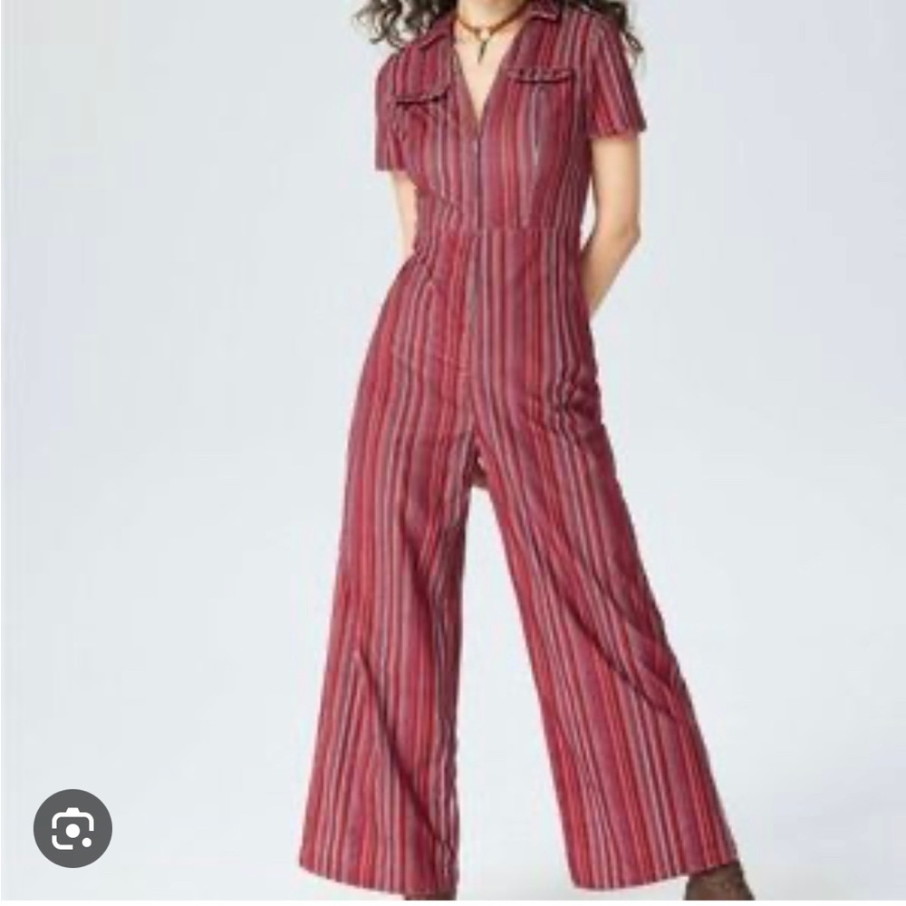 Red striped jumpsuit- new with tags!